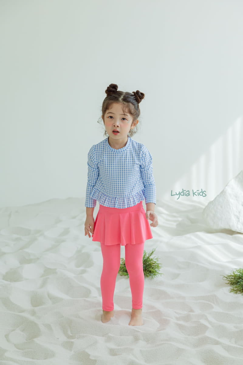 Lydia - Korean Children Fashion - #toddlerclothing - Check Two Piece Swimwear - 5