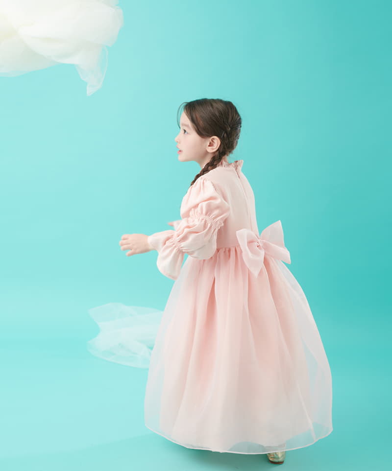 Minipalette - Korean Children Fashion - #Kfashion4kids - Peach Lace One-piece - 8