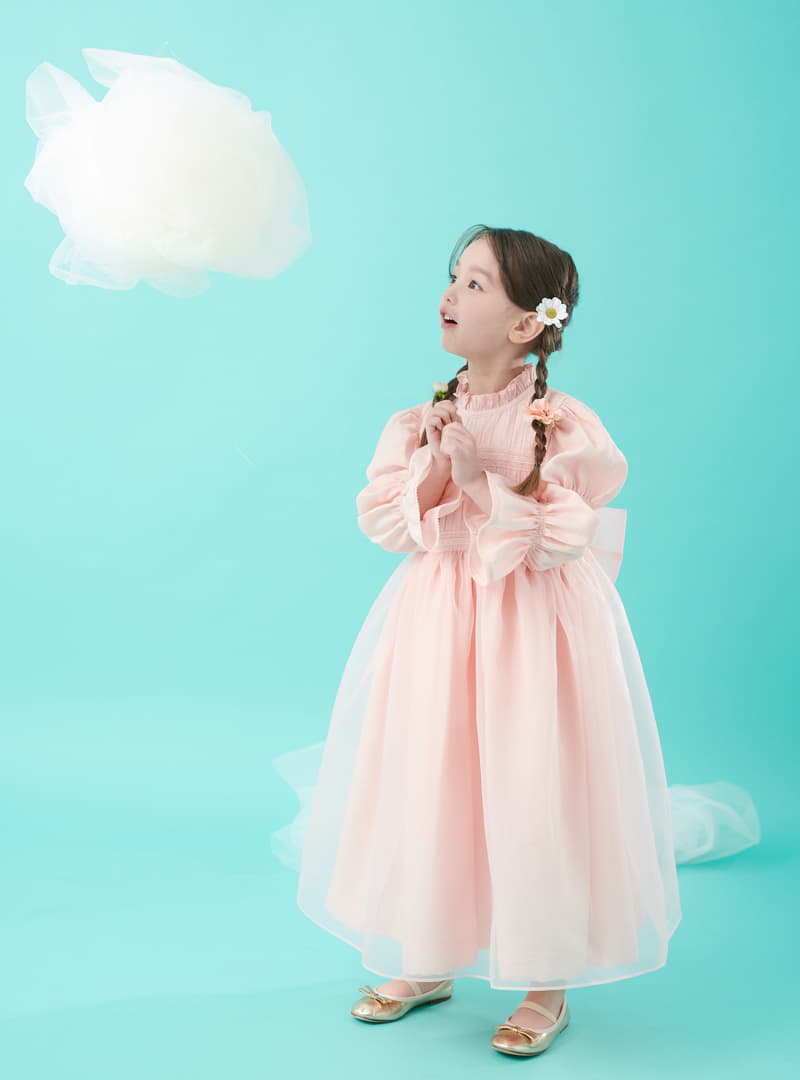 Minipalette - Korean Children Fashion - #designkidswear - Peach Lace One-piece - 2