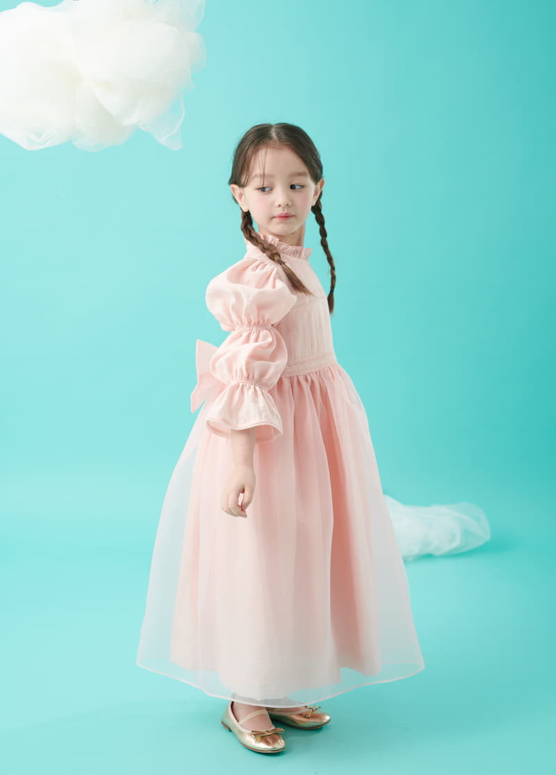 Minipalette - Korean Children Fashion - #discoveringself - Peach Lace One-piece - 4