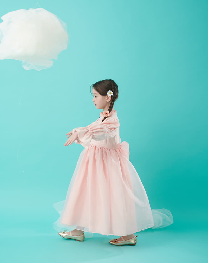 Minipalette - Korean Children Fashion - #kidsshorts - Peach Lace One-piece - 5