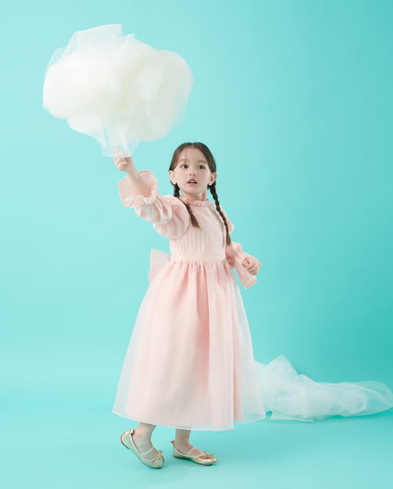 Minipalette - Korean Children Fashion - #kidzfashiontrend - Peach Lace One-piece - 7