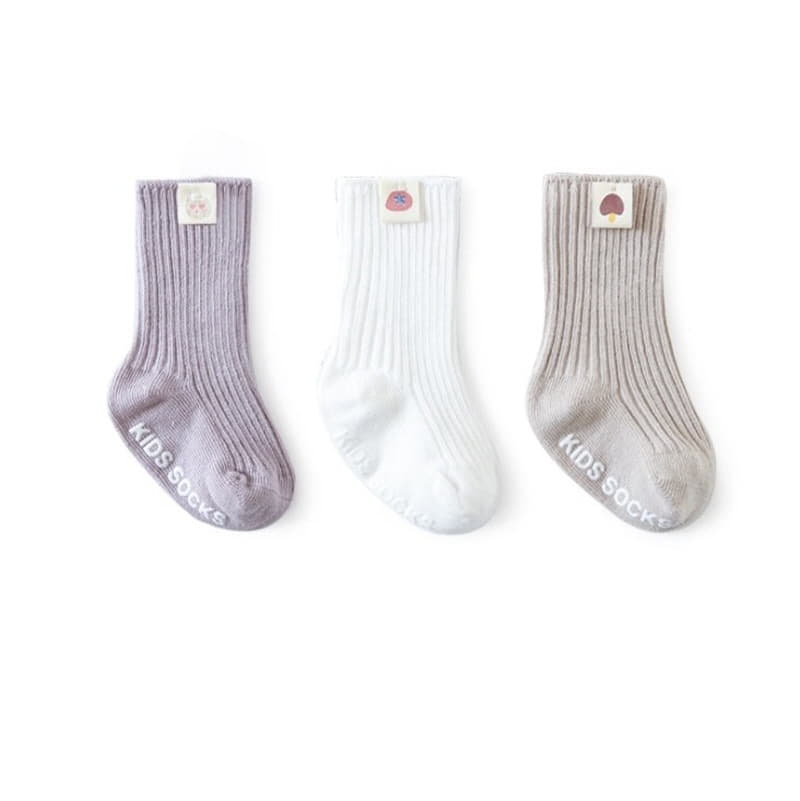 Miso - Korean Baby Fashion - #babylifestyle - Label Rib Socks Set - 4