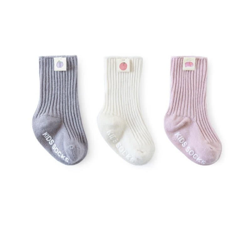Miso - Korean Baby Fashion - #babyootd - Label Rib Socks Set - 5