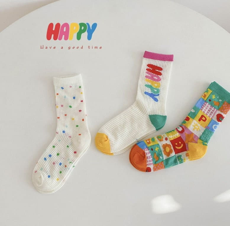 Miso - Korean Children Fashion - #childofig - Happy Socks Set - 4