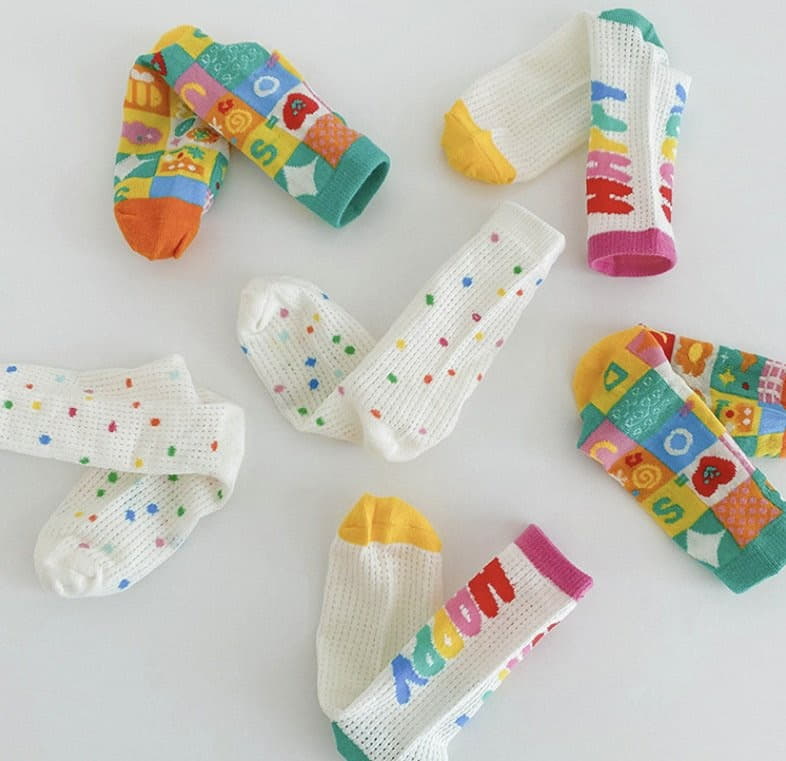 Miso - Korean Children Fashion - #kidsshorts - Happy Socks Set - 8