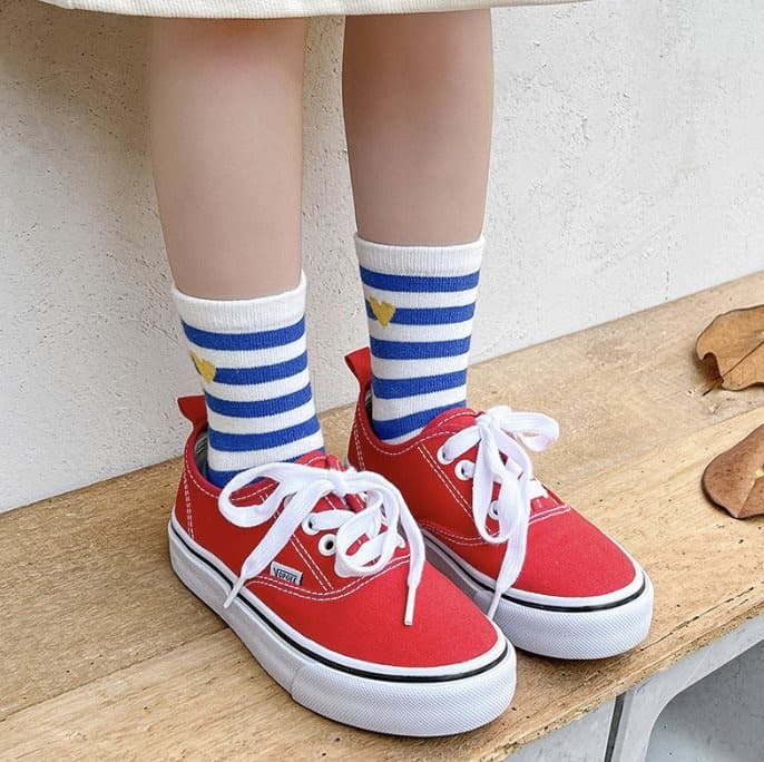 Miso - Korean Children Fashion - #kidzfashiontrend - Stripes Heart Socks Set