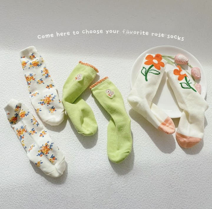 Miso - Korean Children Fashion - #littlefashionista - Floral Socks - 7