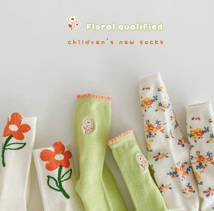 Miso - Korean Children Fashion - #prettylittlegirls - Floral Socks - 10