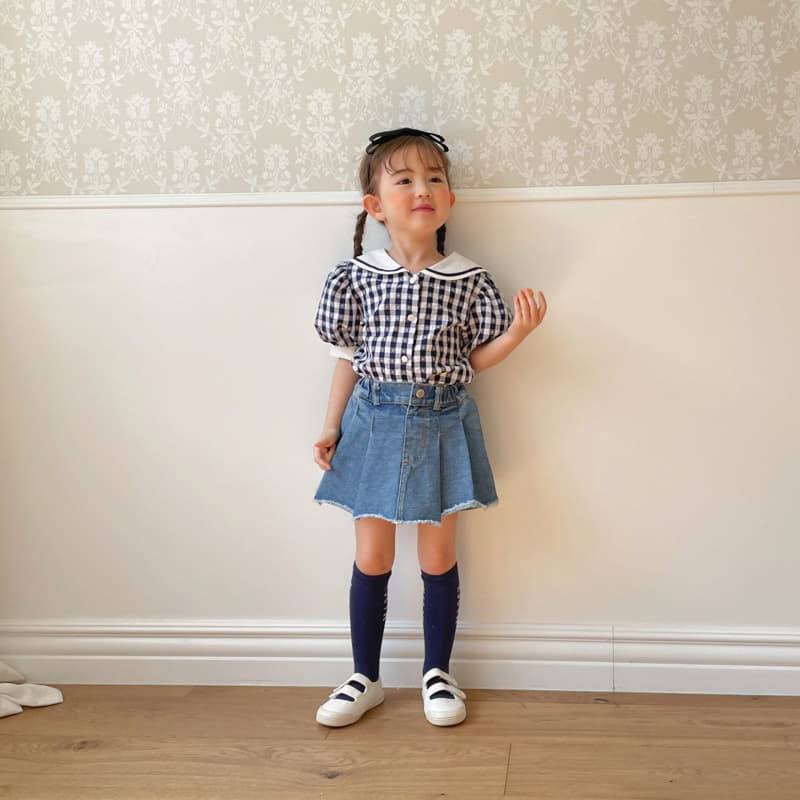 Momo Ann - Korean Children Fashion - #kidsshorts - Check Blouse - 2