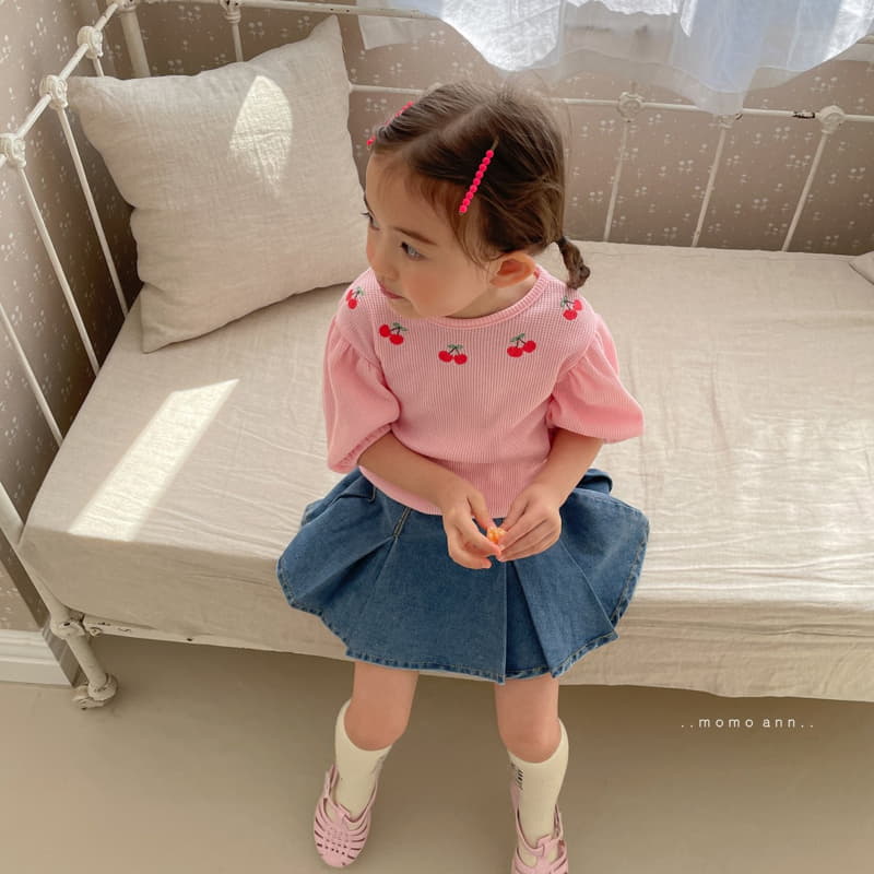 Momo Ann - Korean Children Fashion - #kidzfashiontrend - Waffle Cherry Tee - 9