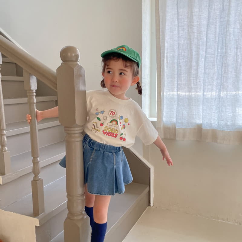Momo Ann - Korean Children Fashion - #kidzfashiontrend - Denim Wrinkle Skirt - 3