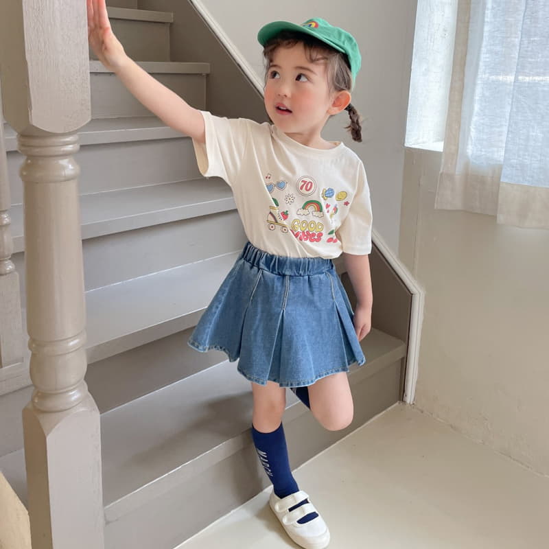 Momo Ann - Korean Children Fashion - #littlefashionista - Denim Wrinkle Skirt - 5