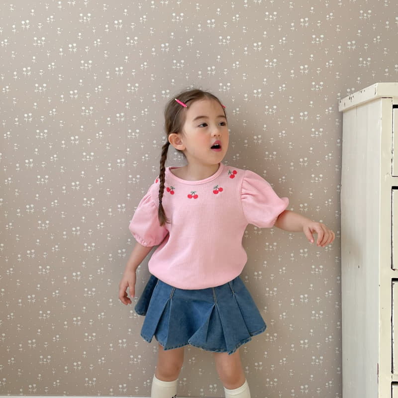 Momo Ann - Korean Children Fashion - #magicofchildhood - Waffle Cherry Tee - 12