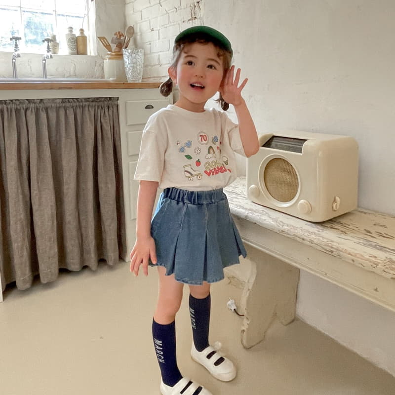 Momo Ann - Korean Children Fashion - #magicofchildhood - Denim Wrinkle Skirt - 6