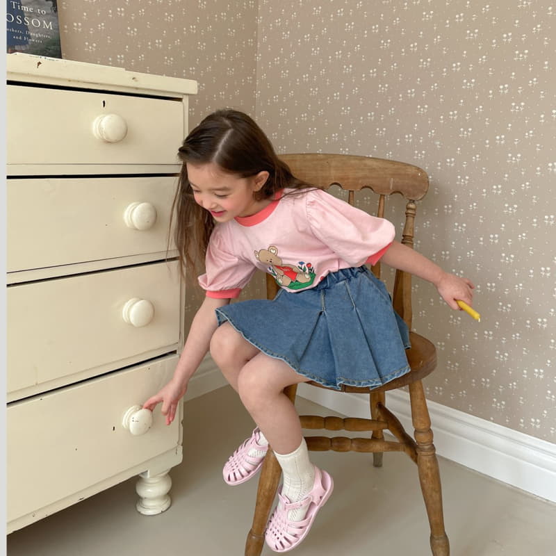 Momo Ann - Korean Children Fashion - #minifashionista - Denim Wrinkle Skirt - 7