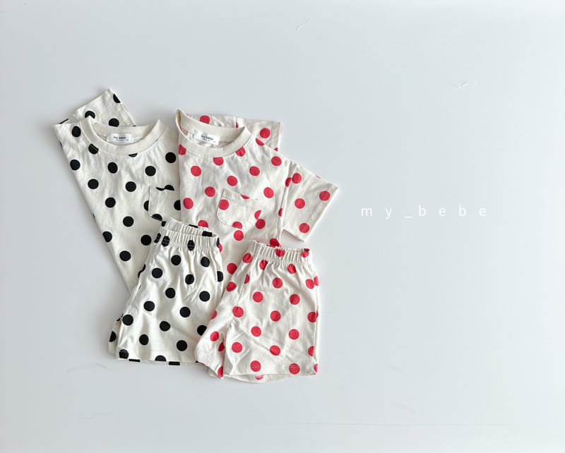 My Bebe - Korean Children Fashion - #designkidswear - Kid Dot Top Bottom Set - 3