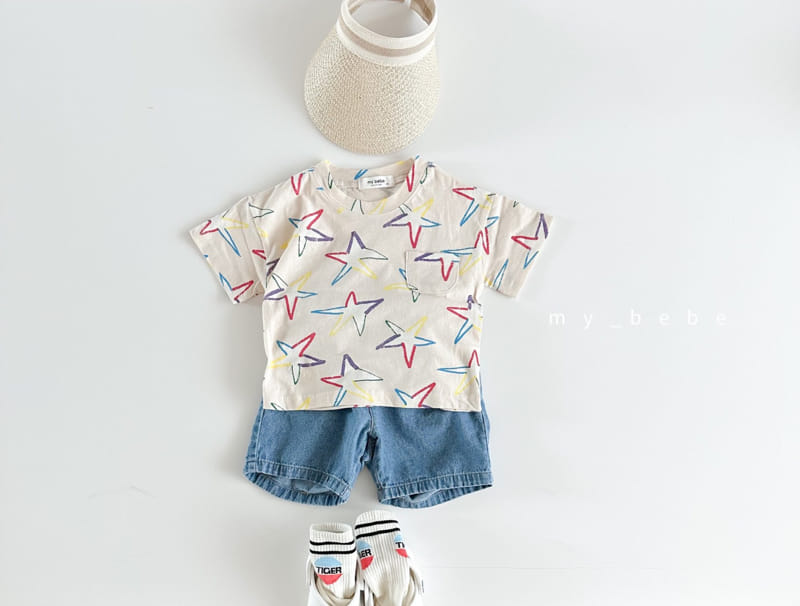 My Bebe - Korean Children Fashion - #kidsshorts - Kid Aqua Short Sleeves Tee - 11