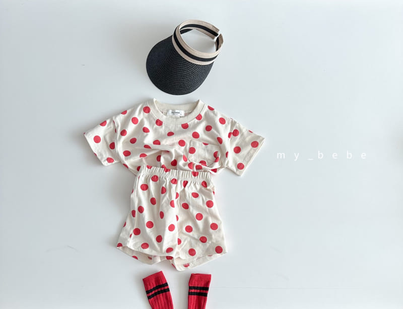 My Bebe - Korean Children Fashion - #minifashionista - Kid Dot Top Bottom Set - 12