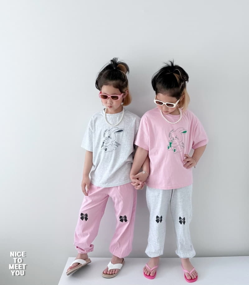 Nice To Meet You - Korean Children Fashion - #kidsshorts - Joy Rabbit Tee - 5