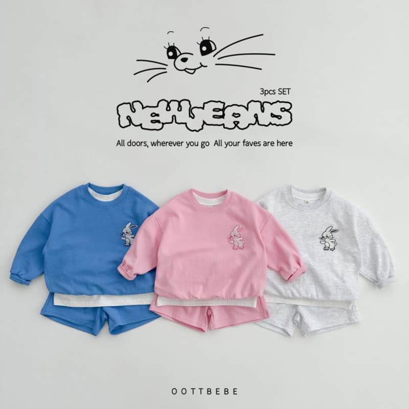 Oott Bebe - Korean Children Fashion - #childofig - New Jeans Top Bottom Tee Set - 2