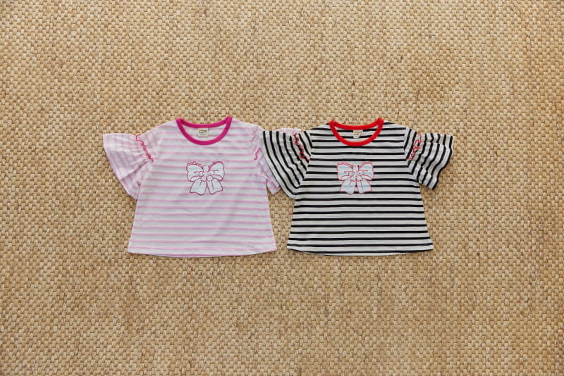 Orange Mom - Korean Children Fashion - #childrensboutique - Ribbon Stripes Tee - 10