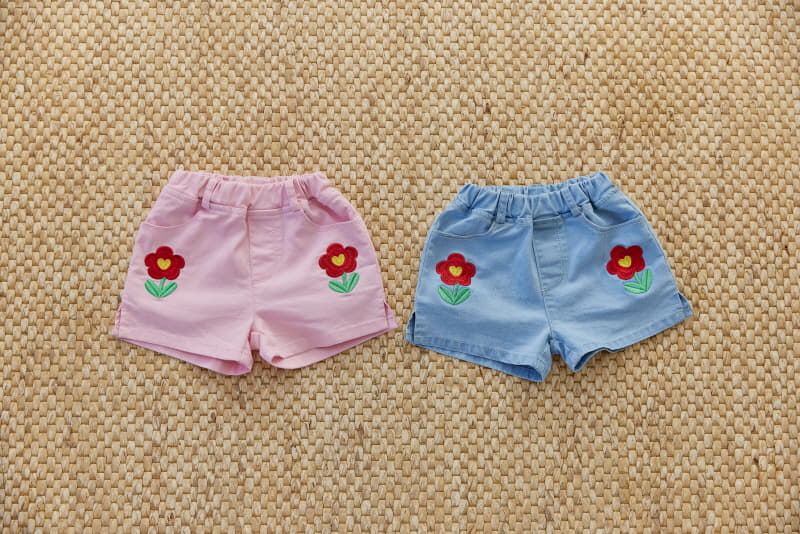 Orange Mom - Korean Children Fashion - #designkidswear - Flower Embrodiery Shorts - 10