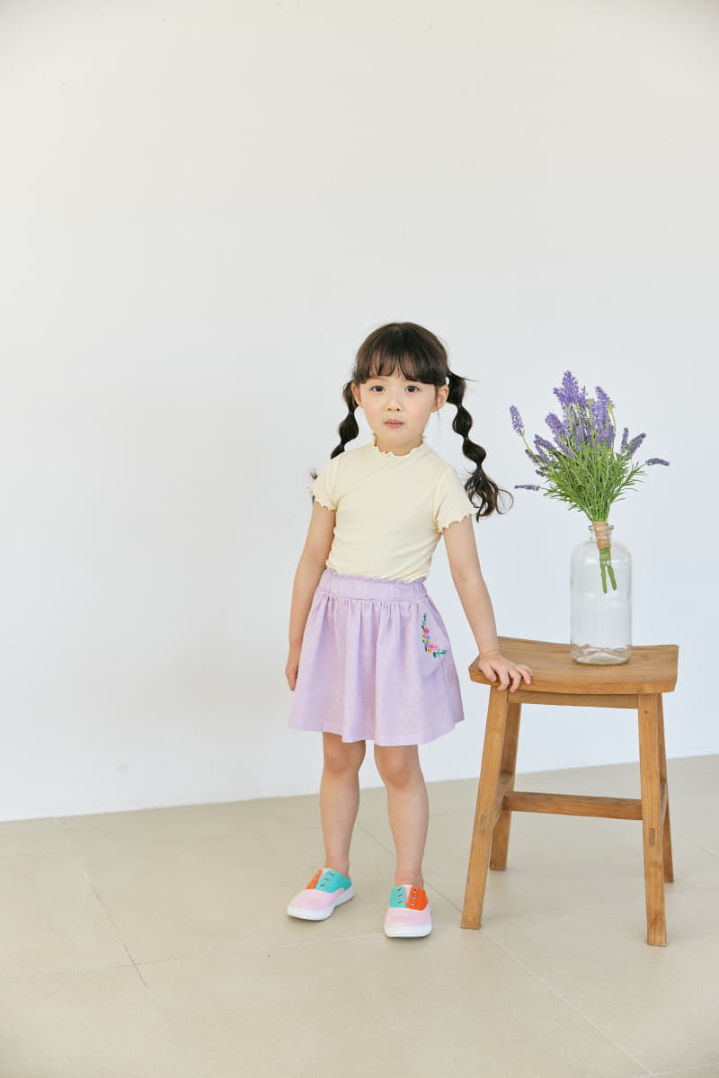 Orange Mom - Korean Children Fashion - #fashionkids - Flower Embroidery Skirt - 2