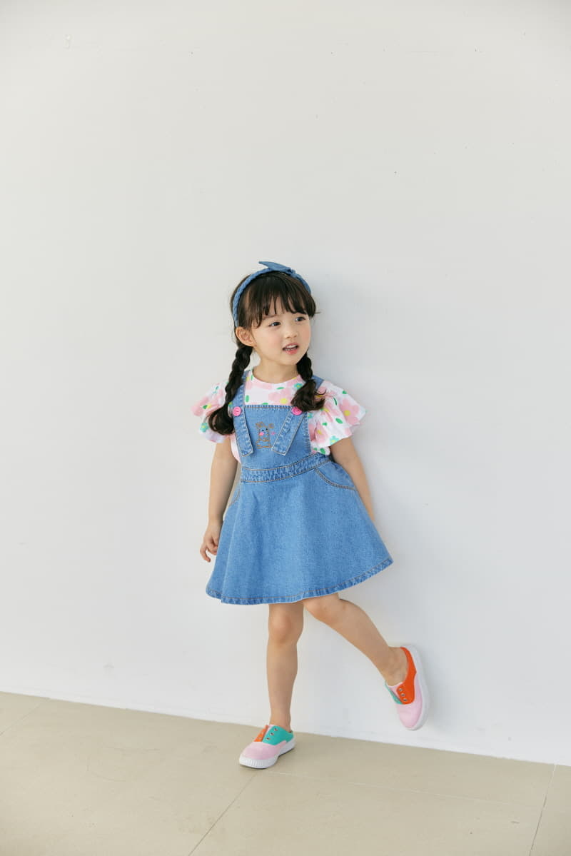 Orange Mom - Korean Children Fashion - #kidsshorts - Rabbit Dungarees One-piece - 2