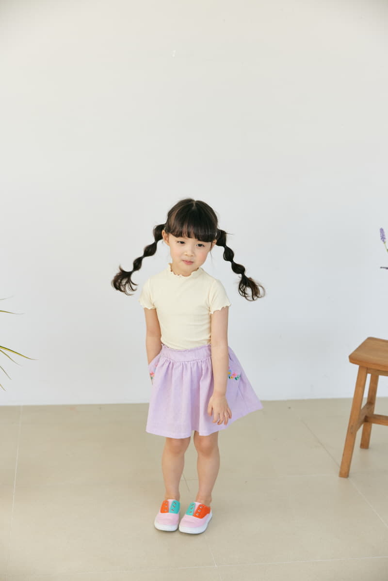 Orange Mom - Korean Children Fashion - #kidsshorts - Flower Embroidery Skirt - 3