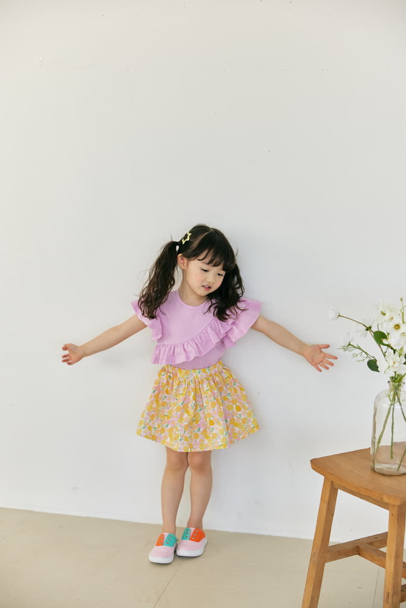 Orange Mom - Korean Children Fashion - #kidsshorts - Flower Print Skirt