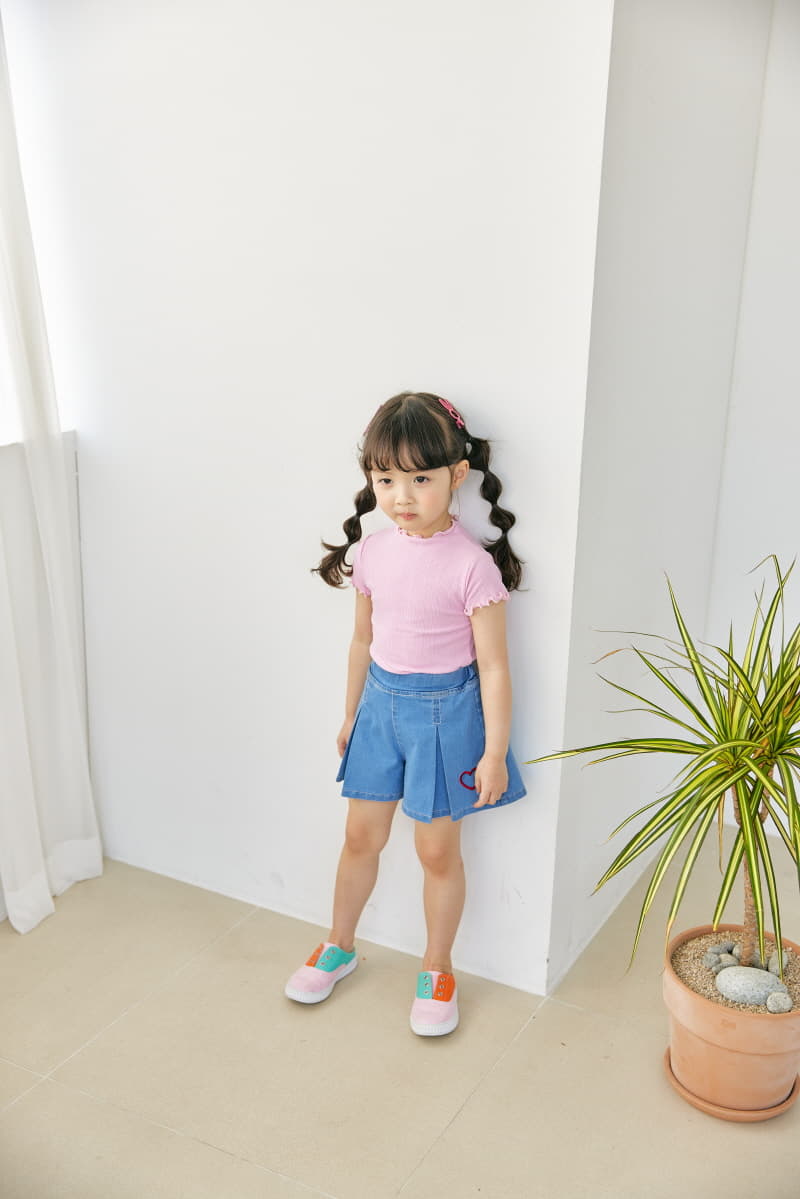 Orange Mom - Korean Children Fashion - #kidzfashiontrend - Heart Wrinkle Skirt Pants - 5