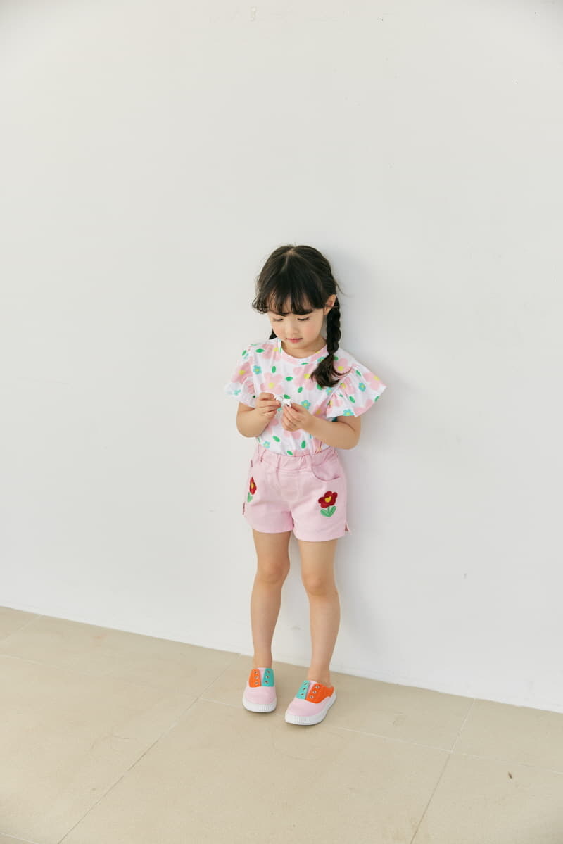 Orange Mom - Korean Children Fashion - #kidzfashiontrend - Flower Embrodiery Shorts