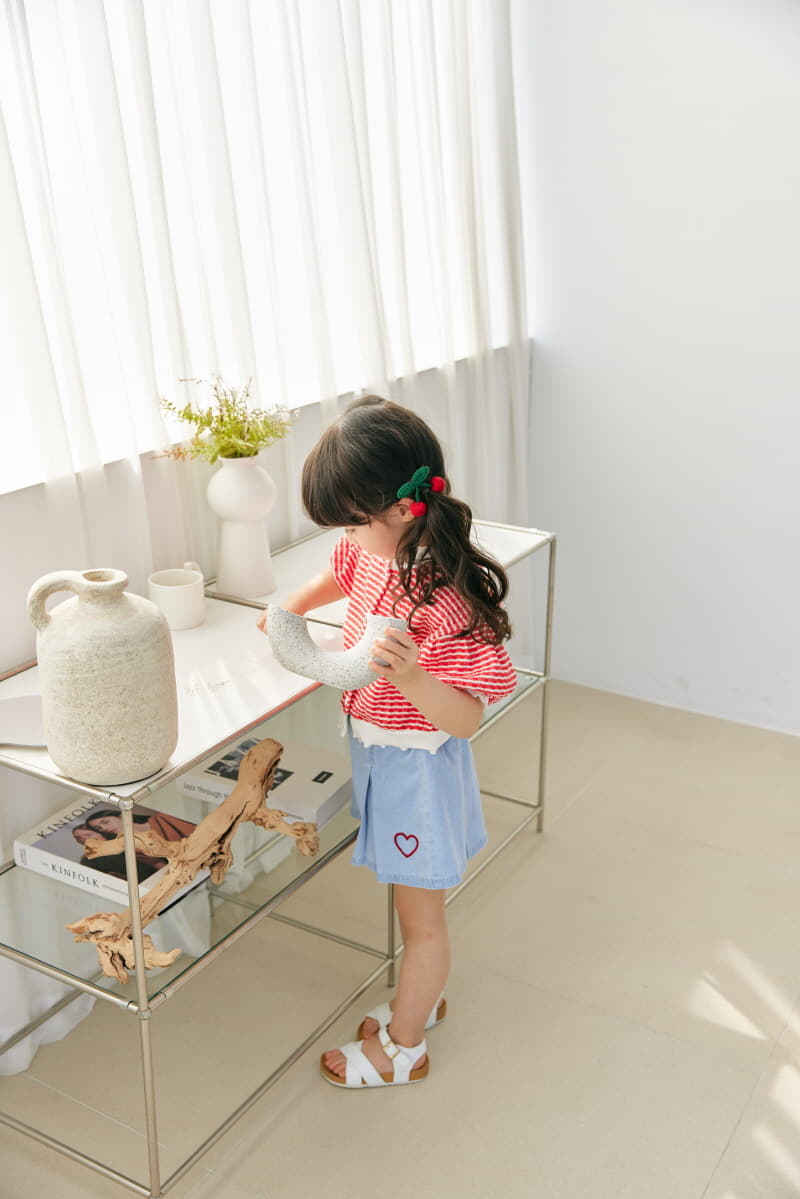 Orange Mom - Korean Children Fashion - #littlefashionista - Heart Wrinkle Skirt Pants - 7
