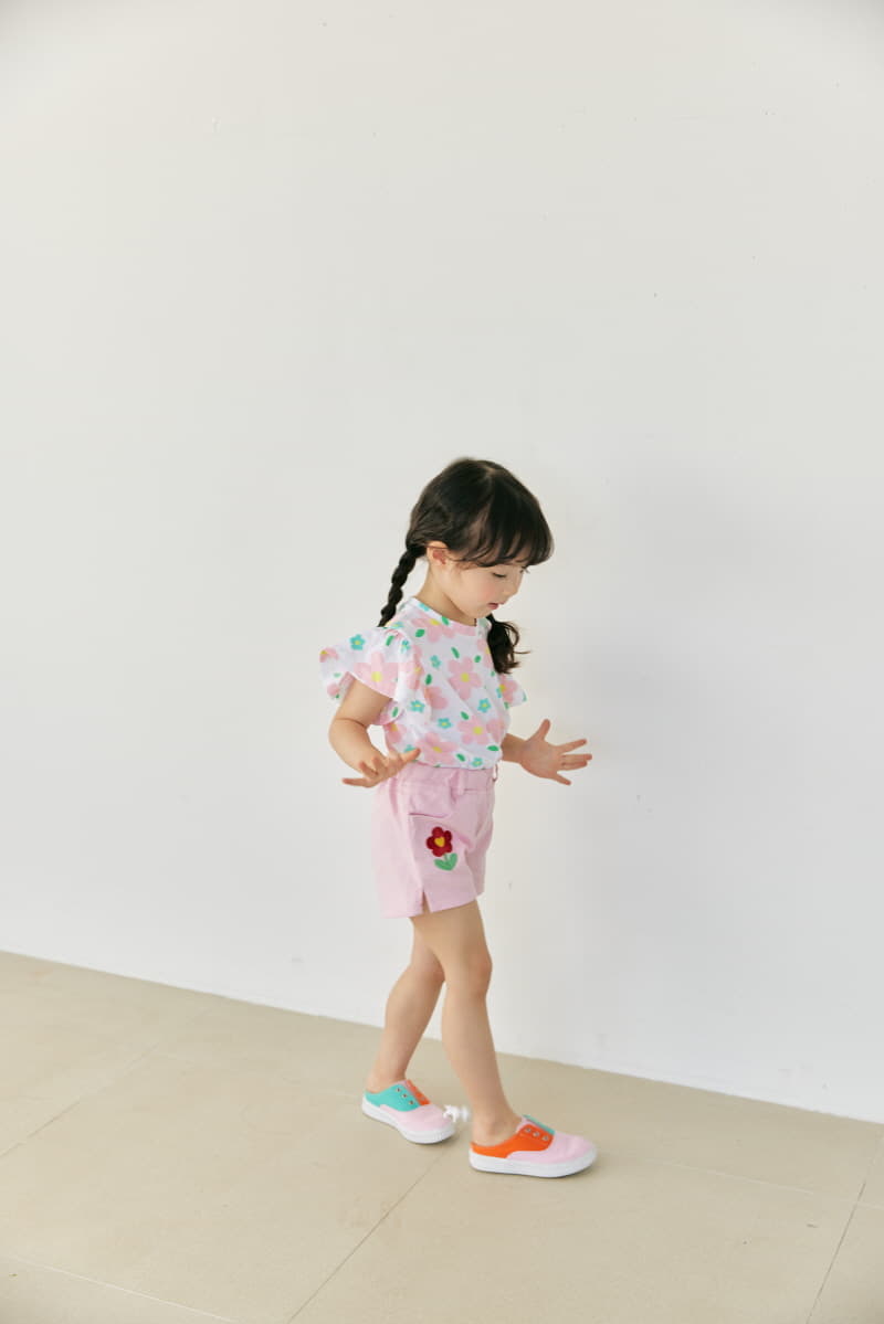 Orange Mom - Korean Children Fashion - #littlefashionista - Flower Embrodiery Shorts - 3