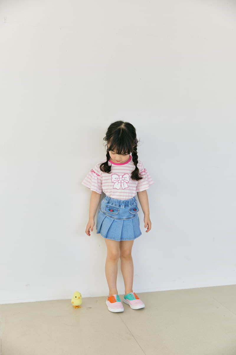 Orange Mom - Korean Children Fashion - #magicofchildhood - Ribbon Stripes Tee - 4