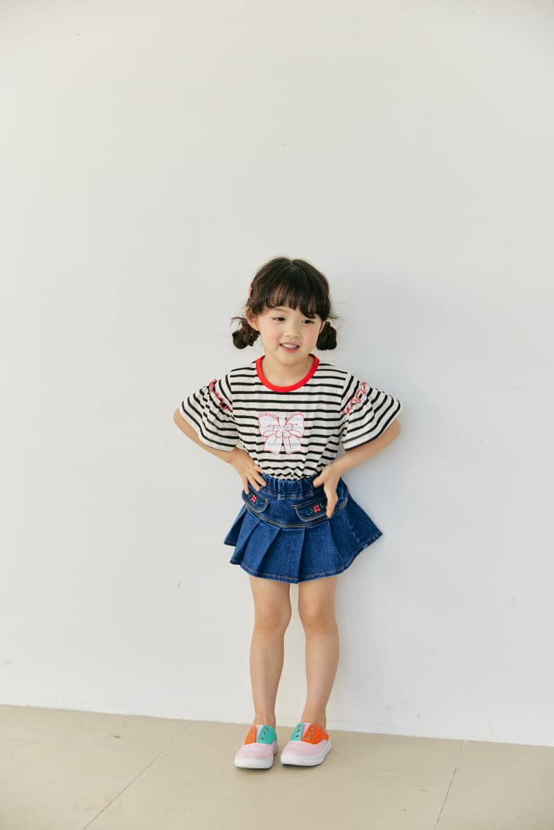 Orange Mom - Korean Children Fashion - #minifashionista - Span Flower Embrodiery Skirt - 7
