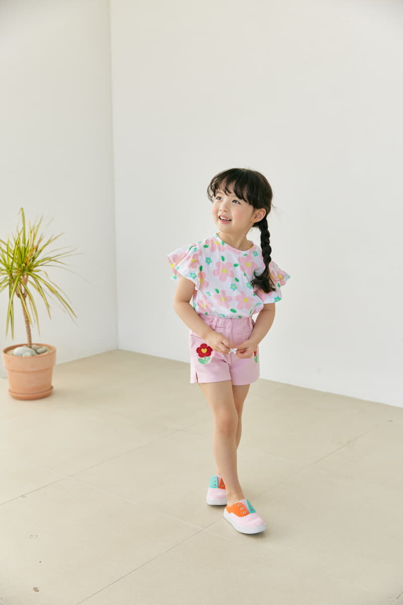 Orange Mom - Korean Children Fashion - #minifashionista - Flower Embrodiery Shorts - 5