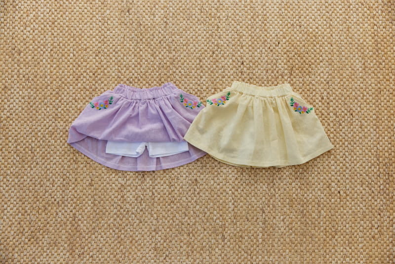 Orange Mom - Korean Children Fashion - #minifashionista - Flower Embroidery Skirt - 9