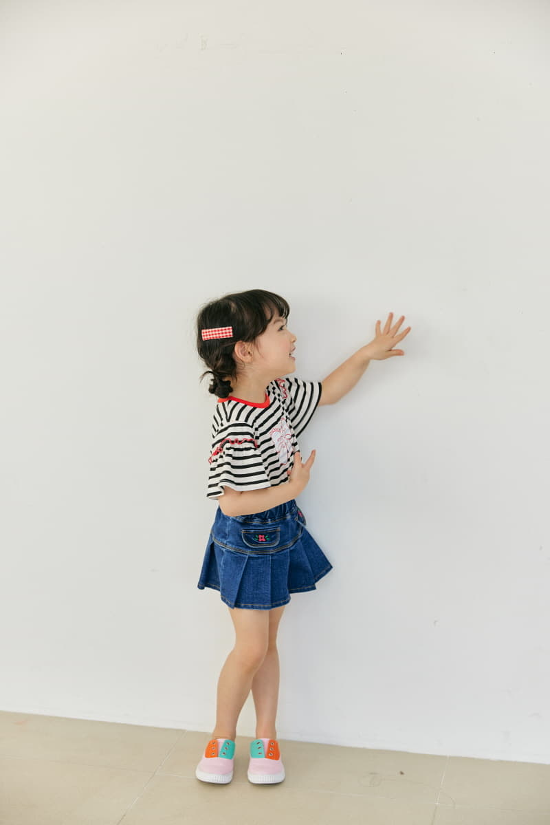 Orange Mom - Korean Children Fashion - #stylishchildhood - Ribbon Stripes Tee - 8