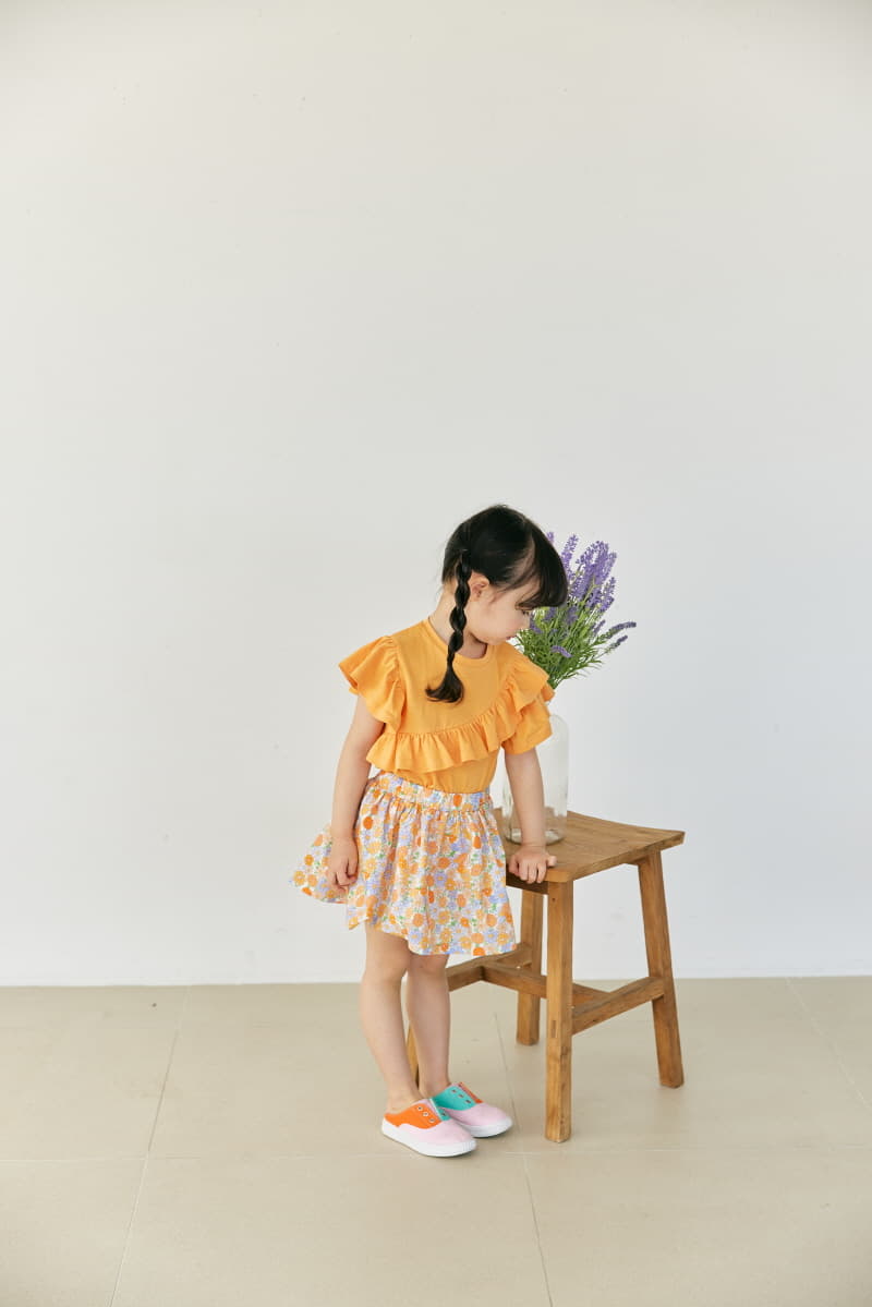 Orange Mom - Korean Children Fashion - #todddlerfashion - Flower Print Skirt - 9