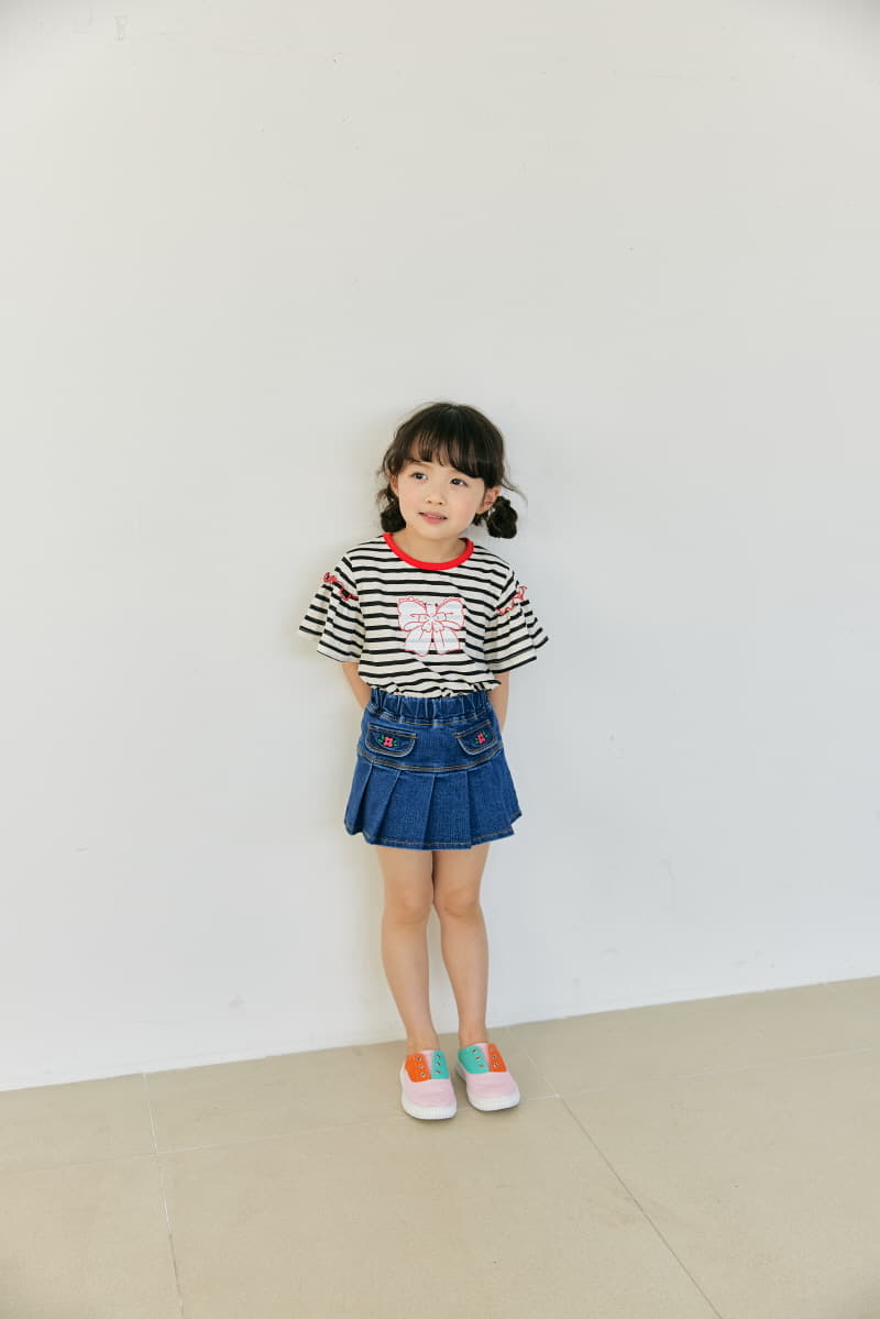 Orange Mom - Korean Children Fashion - #toddlerclothing - Ribbon Stripes Tee - 7