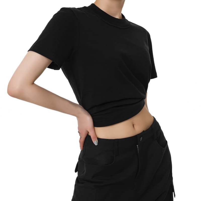 Paper Moon - Korean Women Fashion - #momslook - Crew Neck Round Slim Tee - 10