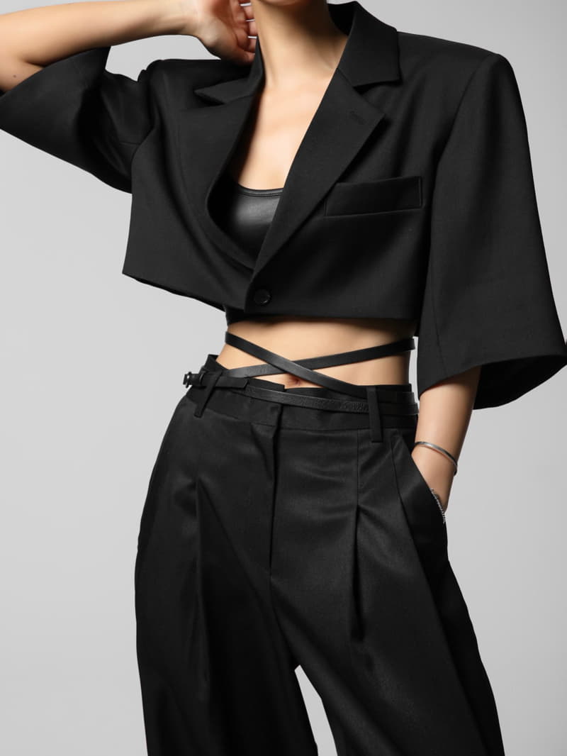 Paper Moon - Korean Women Fashion - #momslook - Mesh Sleeve Detail Crop Jacket - 6