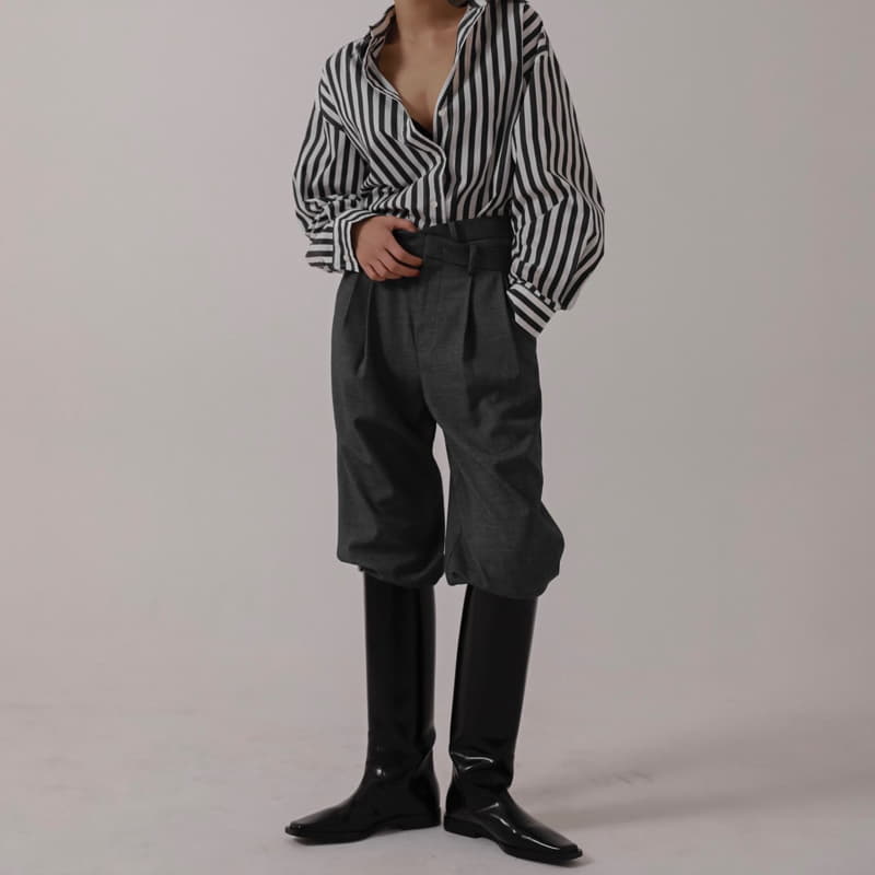 Paper Moon - Korean Women Fashion - #momslook - Stripes Pattern Oversize Down Shirt - 2