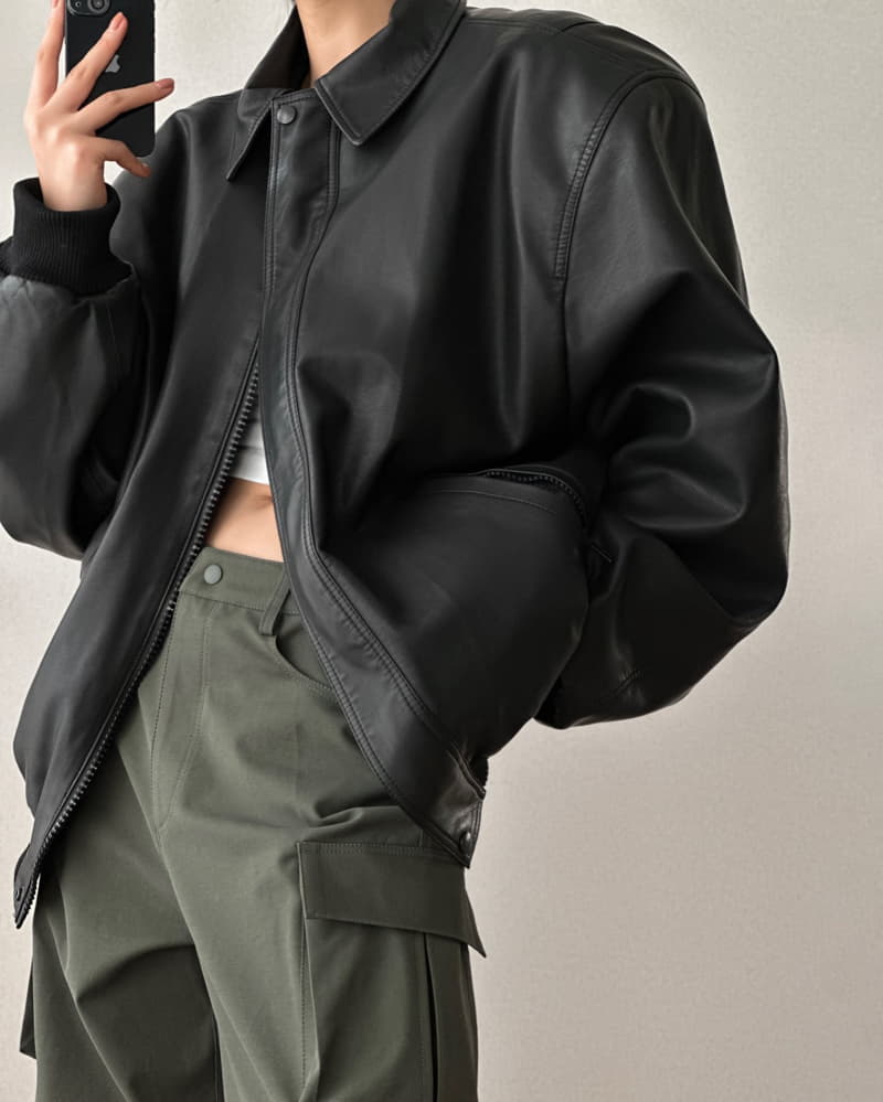 Paper Moon - Korean Women Fashion - #momslook - Washed Vigan Leather Jacket
