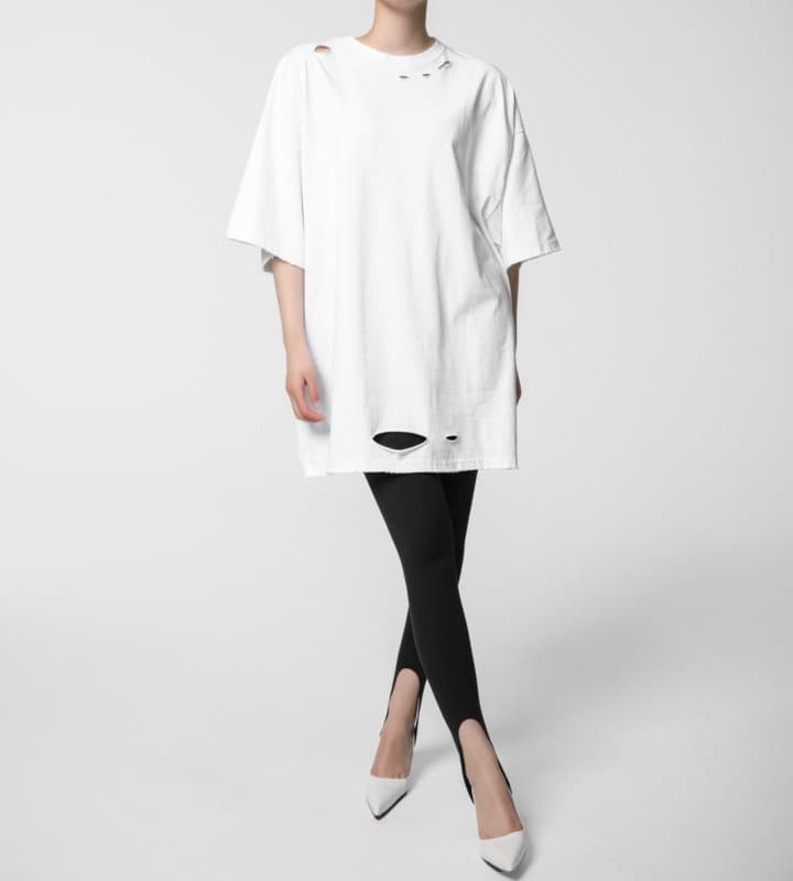 Paper Moon - Korean Women Fashion - #momslook - Oversized Pigment Cutted Detail Tee  - 8