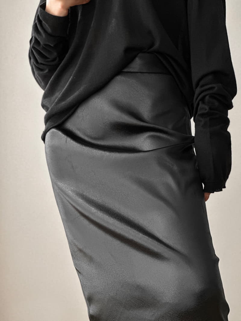 Paper Moon - Korean Women Fashion - #momslook - Silky Vegan Leather Maxi Pencil Skirt - 6