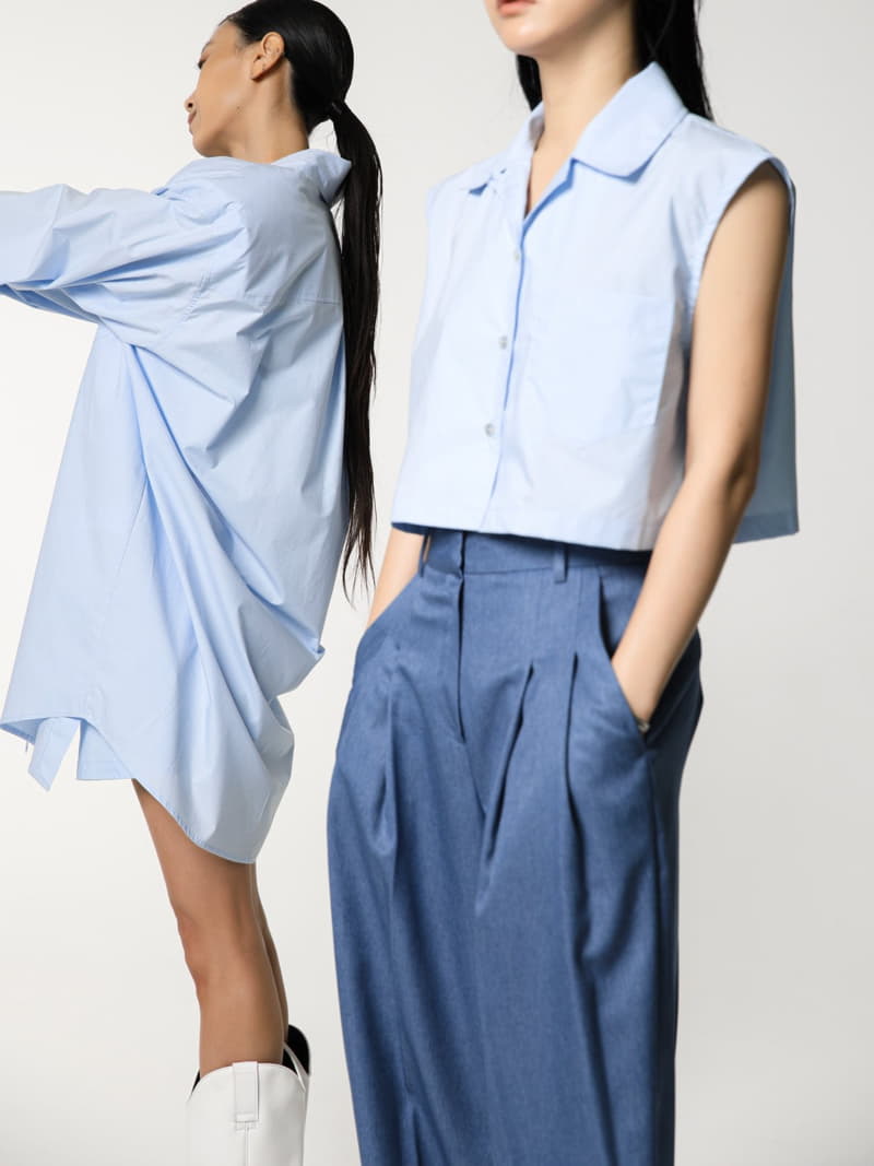 Paper Moon - Korean Women Fashion - #momslook - sleeveless cropped button down shirt - 6