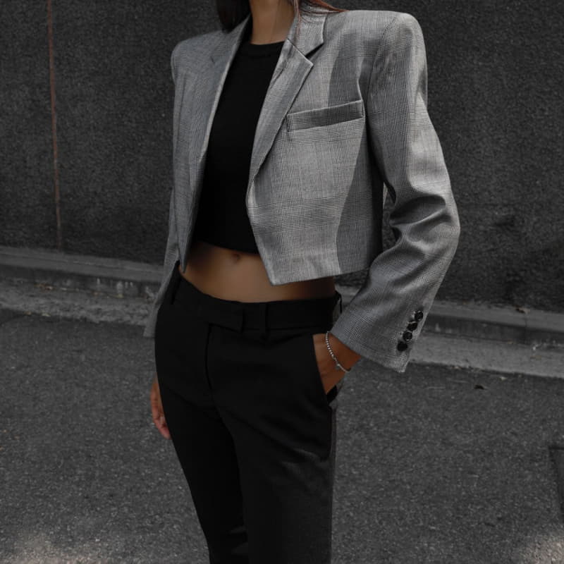 Paper Moon - Korean Women Fashion - #momslook - open front cropped blazer - 5